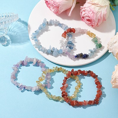 9Pcs 9 Styles Natural Mixed Gemstone Chips Stretch Bracelets Set BJEW-JB11061-1