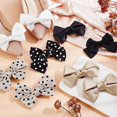 6 Styles Polyester Bowknot Shoe Decorations AJEW-GA0007-58-1