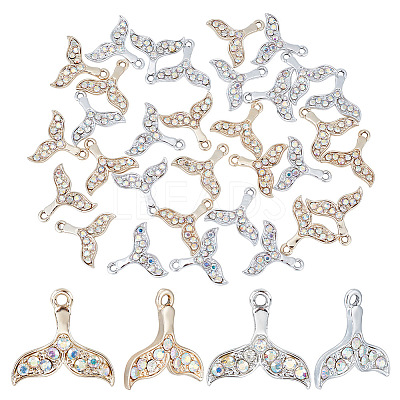 32Pcs 2 Colors Zinc Alloy Colorful Rhinestone Pendants FIND-GA0002-71-1