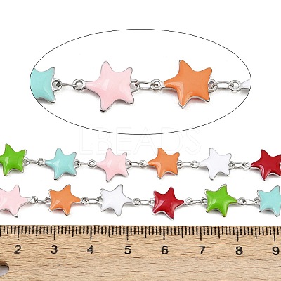 304 Stainless Steel Enamel Starfish Link Chains CHS-F023-01D-P-1