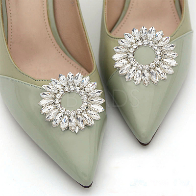 6Pcs 3 Style Alloy Crystal Rhinestone Shoe Decorations FIND-WR0011-30-1