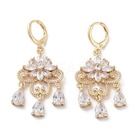 Rack Plating Golden Brass Dangle Leverback Earrings EJEW-A030-01J-G-1