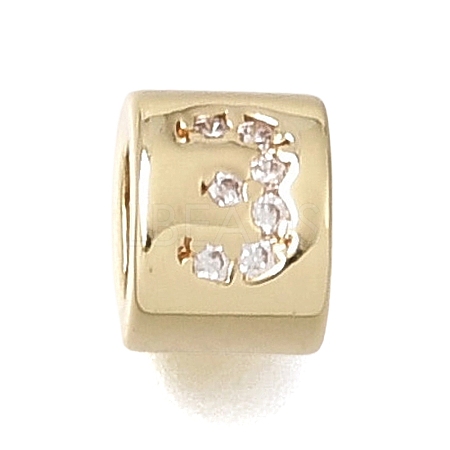 Brass Micro Pave Clear Cubic Zirconia Beads CU-CBAA19F-01G-D-1