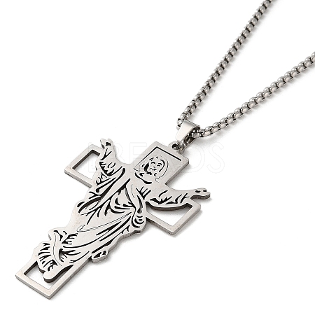 Non-Tarnish Cross Pendant Necklaces NJEW-A023-06P-1