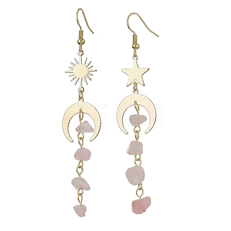 Moon & Sun & Star Brass Asymmetrical Earrings EJEW-JE05461-02-1