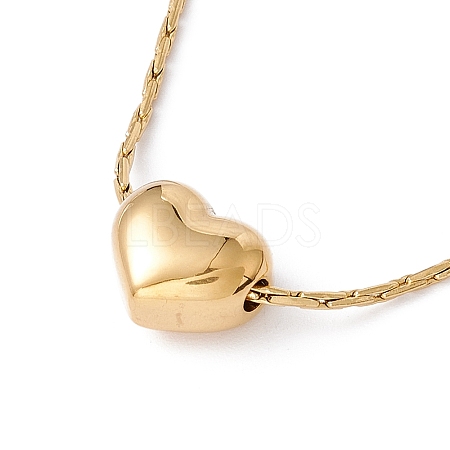 Heart Pendant Necklace with Boston Link Chains LS-NJEW-G074-20G-1