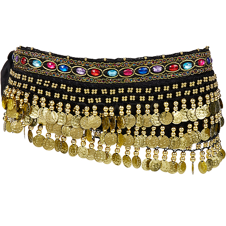 Golden Alloy Three Layers Flat Round Waist Belt AJEW-WH20002-09A-1