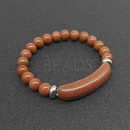 Synthetic Goldstone Bead Stretch Bracelets for Women Men MZ7269-09-1