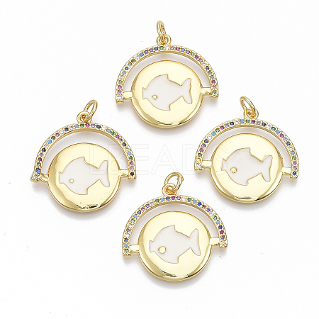 Brass Micro Pave Cubic Zirconia Pendants ZIRC-T005-004G-1
