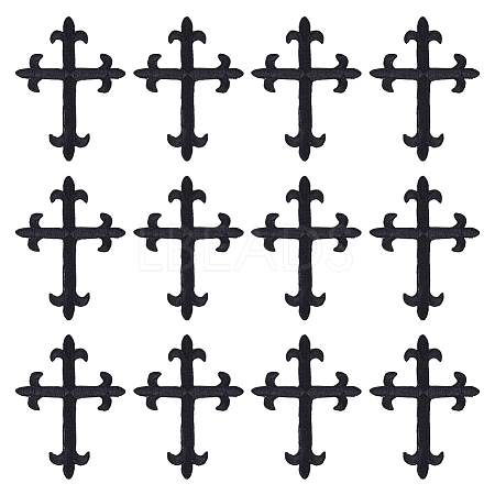 Cross Fleury Polyester Embroidery Iron on Applique Patch PATC-WH0005-44A-1