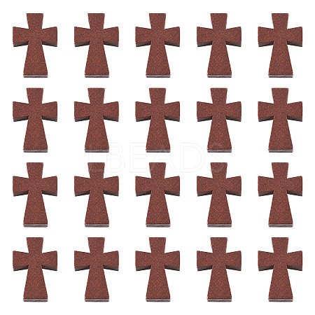 100Pcs Wood Dyed Cross Pendants WOOD-TA0001-93-1