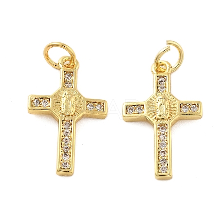 Brass Micro Pave Cubic Zirconia Pendants KK-C092-21F-G-1