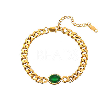 Golden Stainless Steel Oval Link Bracelets SU2397-4-1