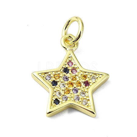 Brass Micro Pave Colorful Cubic Zirconia Pendants KK-H475-19G-04-1