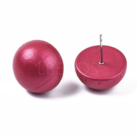Painted Half Round Schima Wood Earrings for Girl Women EJEW-T017-02D-1