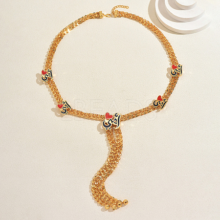 Vintage Alloy Enamel Red Heart Tassel Y Long Necklaces for Women Party and Casual Wear WS0310-1