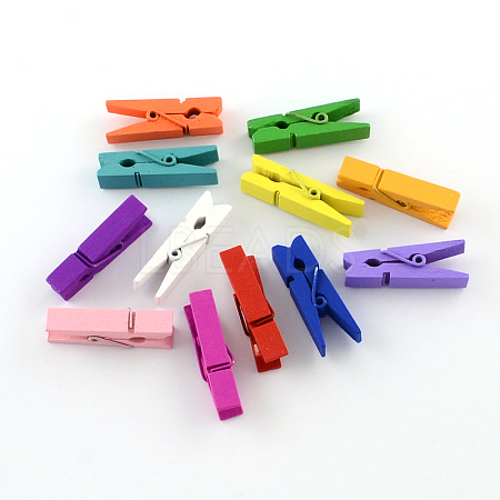 Dyed Wooden Craft Pegs Clips WOOD-R249-013-1