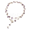 Natural Amethyst Chip Handmade Link Chain Necklaces NJEW-JN05811-01-6