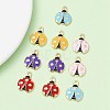 10Pcs 5 Colors Alloy Enamel Pendants ENAM-YW0003-62-2