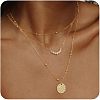 3Pcs Brass Disc Pendant 3 Layer Necklaces for Women FS-WG7502D-02-1