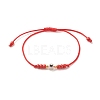 2Pcs Flat Round with Heart Acrylic Braided Bead Bracelets Set with Glass Seed BJEW-JB08034-02-5