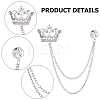 Gorgecraft 2Pcs 2 Colors Crystal Rhinestone Crown Hanging Chain Brooches JEWB-GF0001-35-6