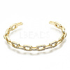 Brass Micro Pave Clear Cubic Zirconia Cuff Bangles BJEW-S142-020-NF-2