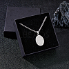 2Pcs Stainless Steel Saint Benedict Oval Medal Pendant Wheat Chain Necklaces NJEW-DC0001-20P-5