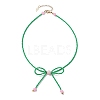 Glass Seed Pendant Necklaces for Women NJEW-MZ00031-04-4