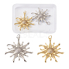  Jewelry 2Pcs 2 Colors Brass Micro Pave Clear Cubic Zirconia Pendants ZIRC-PJ0001-09-1