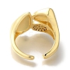 Rack Plating Oval & Teardrop Brass Clear Cubic Zirconia Open Cuff Rings RJEW-S411-02G-3