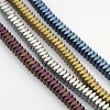 Frosted Square Electroplate Non-magnetic Synthetic Hematite Beads Strands G-P046-08-1
