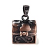 Carved Cuboid Rack Plating Brass Prayer Box Pendants LS-KK-L101-16R-NF-4