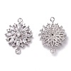 Brass Micro Pave Clear Cubic Zirconia Links connectors ZIRC-G153-20P-3
