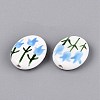 Hand Painted Tulip Flower Oval Porcelain Beads PORC-N012-11G-2