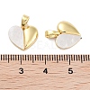 Brass Pave Natural Shell Peach Heart Charms KK-C051-21G-3