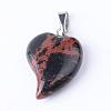Natural Mahogany Obsidian Pendants with Brass Findings G-R390-07-1