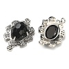 Natural Obsidian Faceted Oval Connector Charms G-G181-06P-06-2