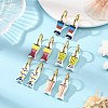 Handmade Porcelain & 316L Surgical Stainless Steel Hoop Dangle Earrings EJEW-JE07530-1