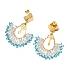 304 Stainless Steel with Glass Seed Beads Hoop Dangle Earrings EJEW-MZ00824-02-3