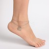 Skull and Crossbones Alloy Rhinestone Charm Multi-strand Anklets AJEW-AN00092-01-5