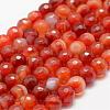 Faceted Natural Striped Agate/Banded Agate Beads Strands G-F447-6mm-H03-1