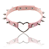 Adjustable Adjustable Gothic PU Leather Alloy Spike Rivet Heart Choker Necklaces for Women NJEW-WH20816-006P-D-5