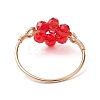 7Pcs 7 Styles Flower Glass Beads Finger Rings RJEW-JR00710-02-5