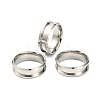 201 Stainless Steel Grooved Finger Ring Settings MAK-WH0007-16P-2