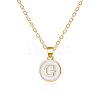 Alloy White Enamel Flat Round with Letter Pendant Necklaces FS-WG63565-07-1