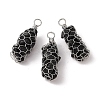 Rack Plating Copper Wire Wrapped Natural Obsidian Chip Big Pendants G-C130-01P-07-1