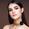 6Pcs 6 Colors Velvet Flower Collar Choker Necklaces Set NJEW-FI0001-09-4