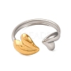 304 Stainless Steel Double Color Cuff Rings RJEW-S635-01GP-R-2