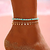 Bohemian Glass Seed Beaded Double Layer Stretch Anklets WGF45A4-02-1